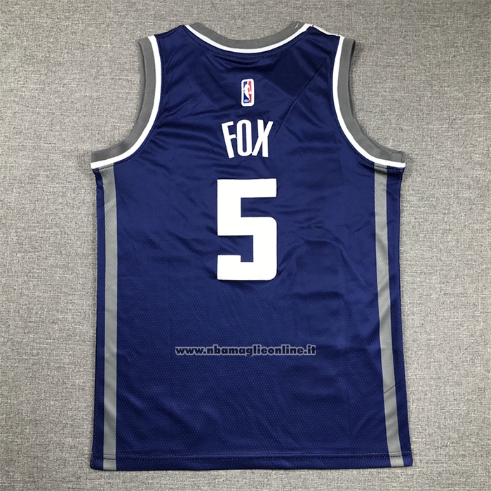 Maglia Bambino Sacramento Kings De'aaron Fox #5 2023-24 Citta Blu